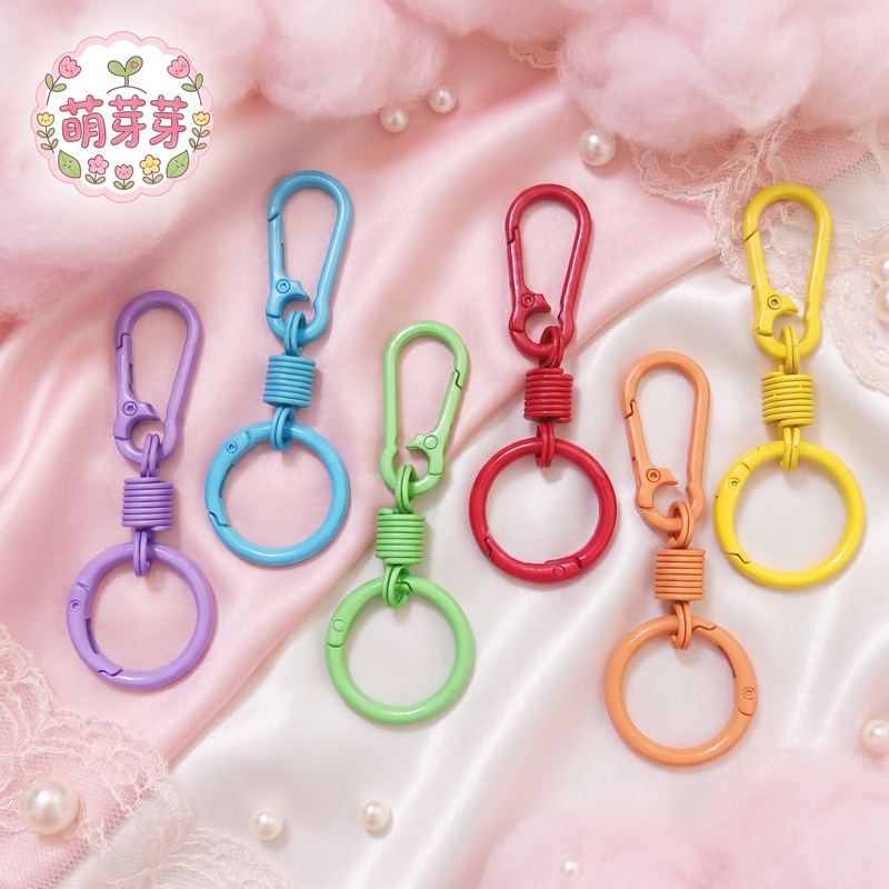 Colorful Breathing-Style Rebound Ring Keychain Zinc Alloy Car Chain Ring Backpack Accessory Key Ring Carabiner