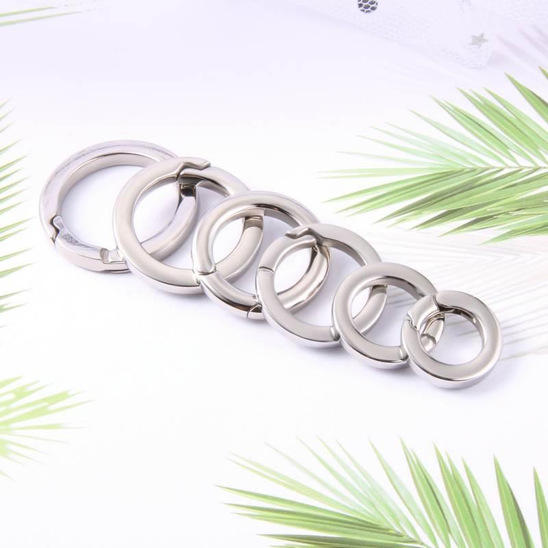 Ring Buckle 304 Stainless Steel Flat Open Ring Luggage Hardware Accessories Spring Buckle DIY Titanium Steel Key Chain Ring