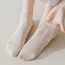 Socks for women spring and summer ultra-thin modal hollow mesh socks solid color simple basic summer womens boat socks