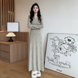 Трикотажный осенний свитер, осенняя длинная юбка, подходит для подростков, городской стиль