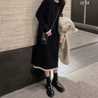 Длинный вариант черной юбки-свитера [одежда для пляжного отдыха/холодная и уникальная юбка/французский стиль/темперамент/маленький и качественный/большой и красивый/популярный в этом году/версия трапеции/уменьшение талии/похудение] 1