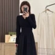Черное платье [приморский каникул/французский стиль Уникальная и специальная юбка/французский стиль/темперамент/маленький высококачественный/великолепный/французский популярный в этом году/A-образную версию/обследование ожидания/похудение]