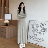 Трикотажный осенний свитер, осенняя длинная юбка, подходит для подростков, городской стиль