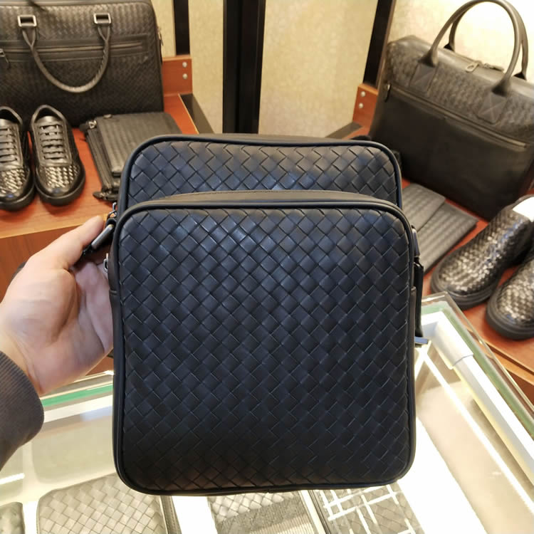 BV WHQN MAQH shoulder bag men's youth first layer cowhide hand-woven large-capacity leather messenger bag