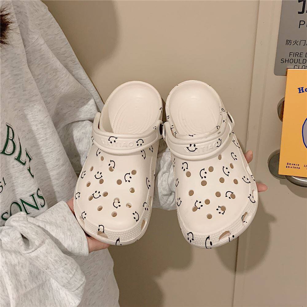 Japanese couple ins Chains Fashion Cave Shoes women Summer stomachfront Feeling Thick Bottom Outside Wearing Baotou Beach Sandal Sandals Shoes Male