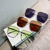 Japanese Shading Glasses Tide Fashion Gradient Bull Oil Fruit Green Sheet Big Face Square Sunglasses Female Sunglasses Male personality