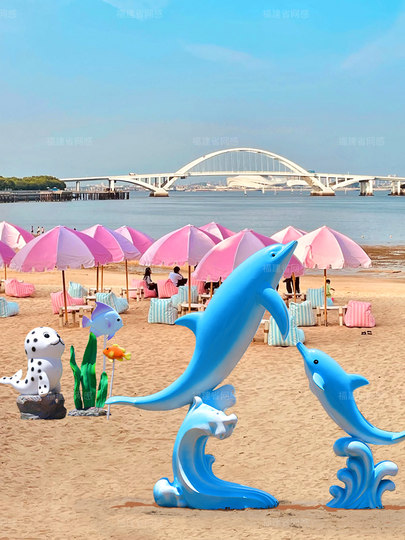 Delphin-Skulptur im Freien, Strand, Campingplatz, Ozean-Themendekoration, große Internet-Promi-Foto-Check-in-Meerjungfrau-Ornamente