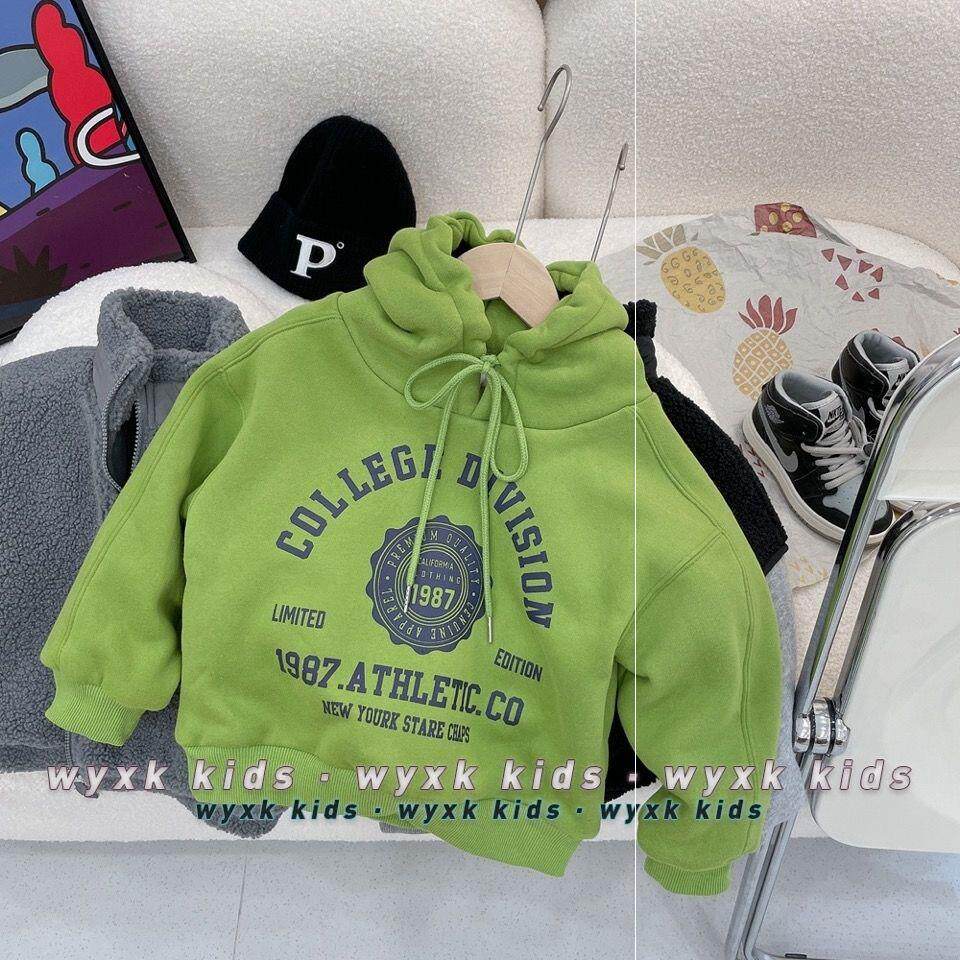 Baraba's official flagship pulls boy's suit plus velvet 2021 new child thicks up the boy's hoodie