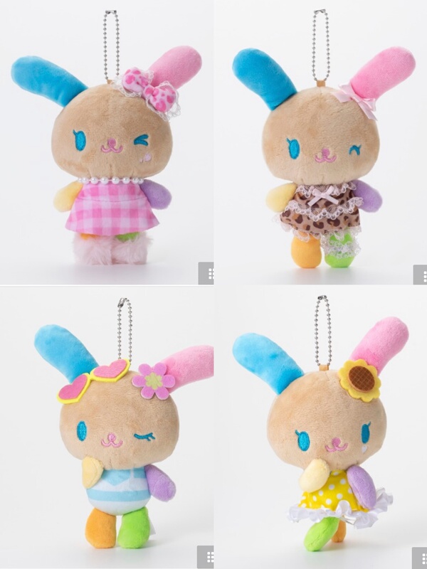 Sanrio Avail Black Leather Y2K Leopard Print Plaid Black and White Gray Bow Flower Bunny Bobo Rabbit Pendant in Stock