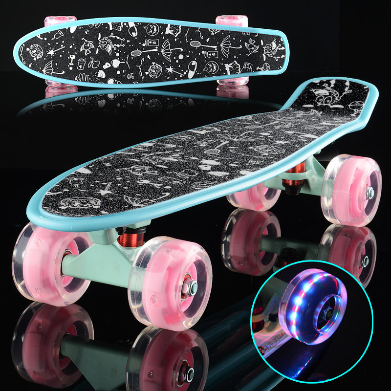 Skateboard beginner small fishboard professional edition of novice children and children walk through the street four wheels banana board mini equipment