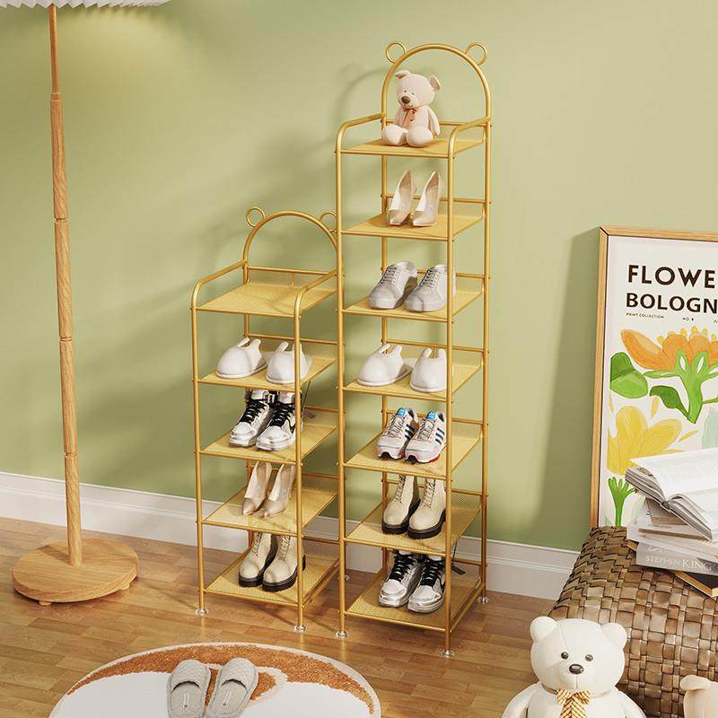 Entrance Simple Iron Art Shoe Rack Home Doorway Small Narrow Multi-storey Building Road Mini Small Narrow Shoes Cabinet Slippers Shelf-Taobao