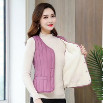 The new warm lamb velvet thickened plus velvet vest womens winter short down cotton outerwear vest womens bottoming vest