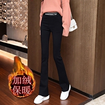 2022 Spring and Autumn New Micro Flared Pants Womens High Waist Slim All-Match Alphabet Slim Elastic Elastic Waist Casual Trousers