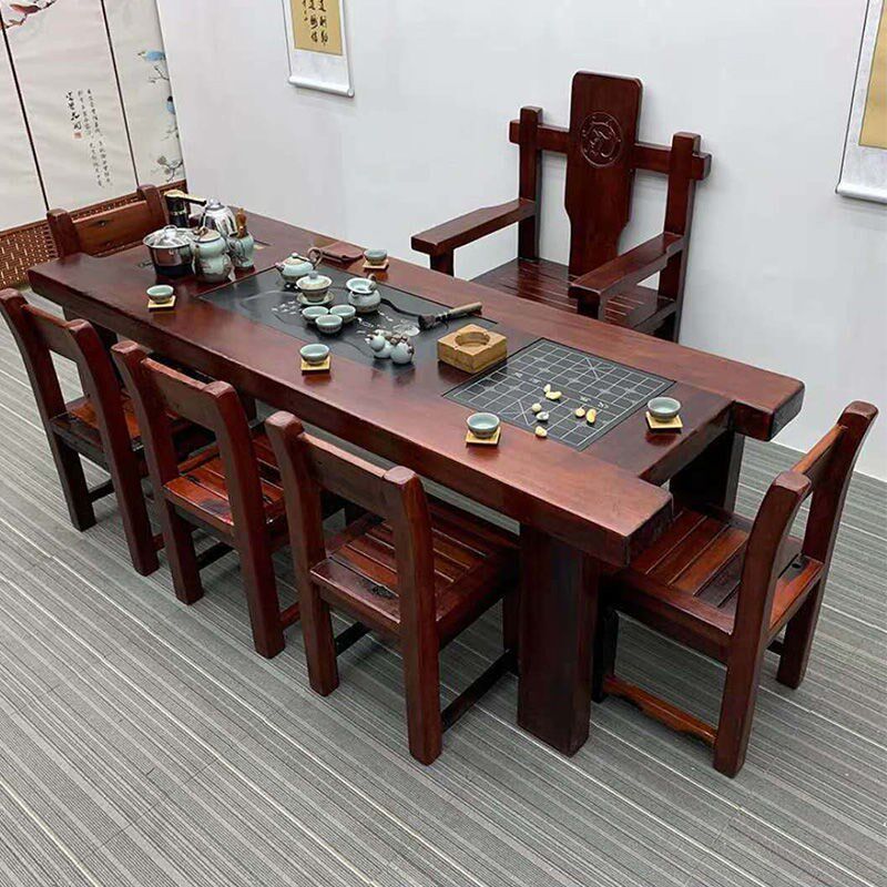 Old ship wood tea table and chair combination office solid wood tea table Kung Fu tea table for drinking new Chinese style balcony hot sale simple