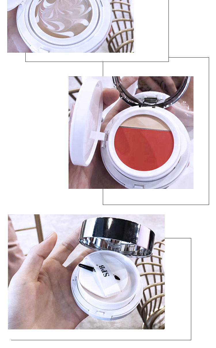 SPB water light cushion CC cream concealer không tẩy trang không thấm nước cách ly dưỡng ẩm làm sáng màu da trang điểm nude nền dạng lỏng lâu trôi - Nền tảng chất lỏng / Stick Foundation kem nền cho da nhạy cảm