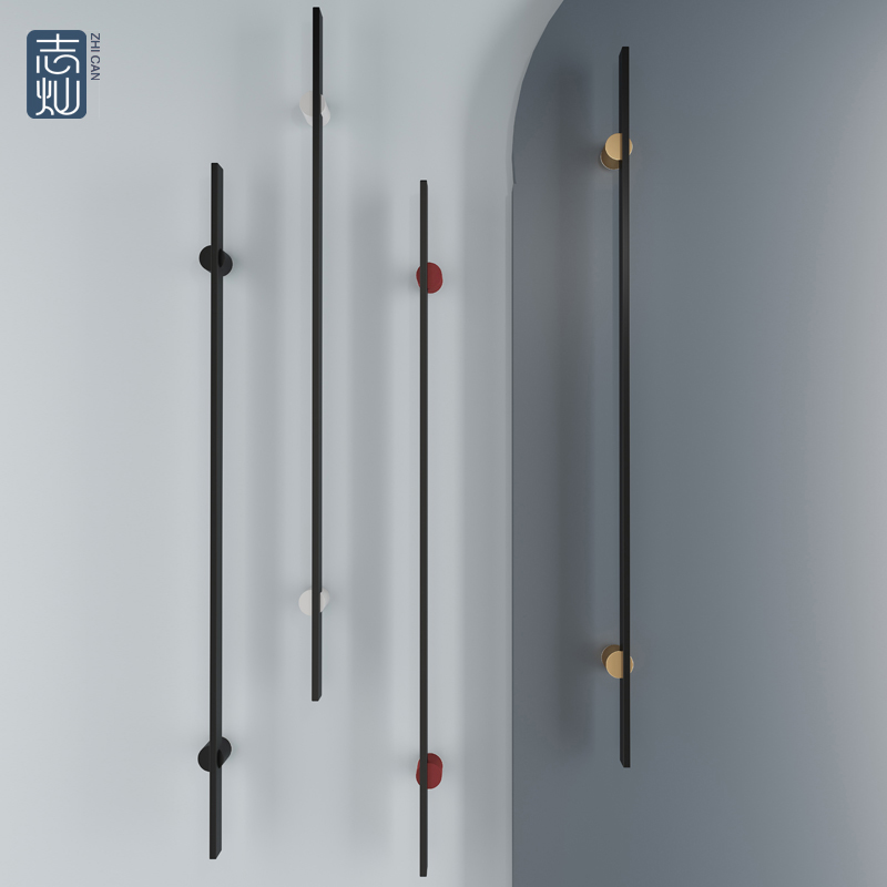 Stainless Steel Handle Square Round Pole Minima Unique Design Solid Wood Door Handle Push-and-pull Glass Door Handle Office Building Hotel