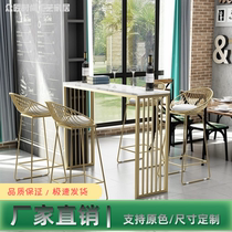 Nordic Iron Art Marble Face High Foot Table Casual Bar Milk Tea Shop Bar Table Coffee Bar Table Close To Wall Home