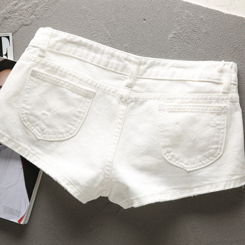 Low-Waisted Solid Color Denim Supermodel Pants for Women, Summer Hot Girl Slim Fit Hip-Hugging Sexy Nightclub White Shorts for Petite Figures