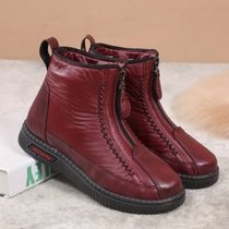 Mothers shoes cotton shoes womens autumn and winter velvet flat anti-slip boots for the elderly and grandmother warm snow boots for middle-aged and elderly people