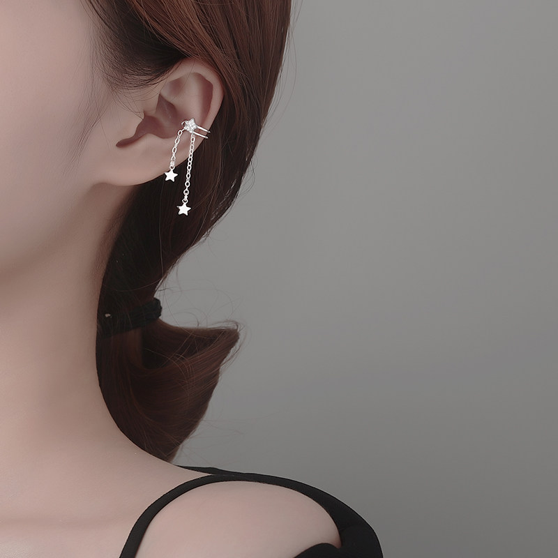 Star ear clips without ear holes female summer ear bone clip high-end earrings 2022 new trend Su earrings cool wind