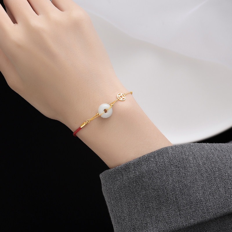 Ping'an buckle bracelet ins niche design high-end Hetian jade new girlfriends girl bracelet exquisite jewelry female
