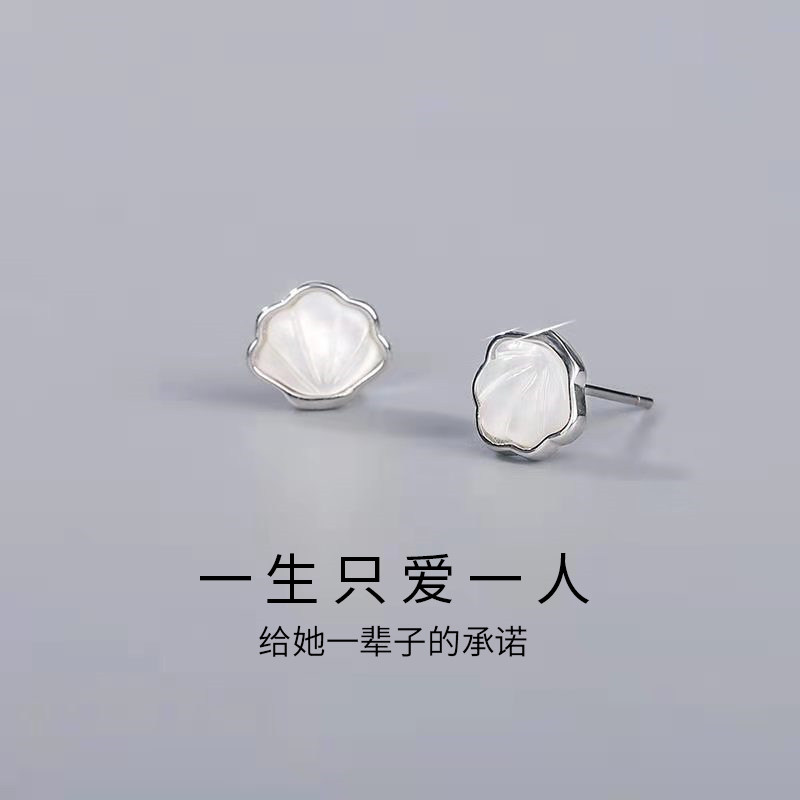 A shellfish ear pin women's summer high-end earrings silver earrings 2022 new trendy niche design gift