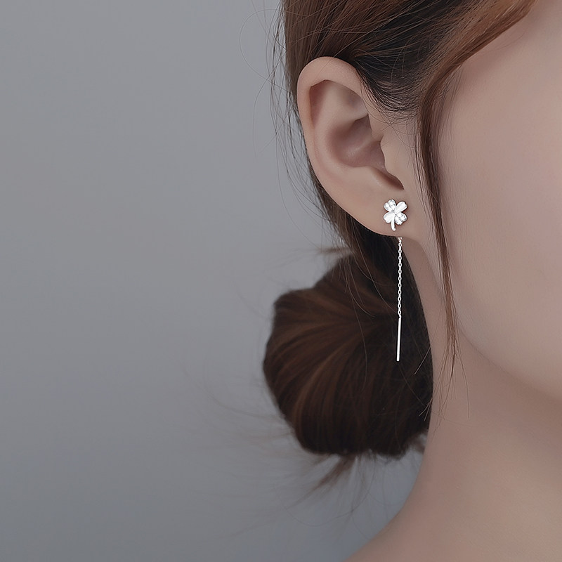 Four-leaf straw-ear necklace women 2022 Summer new ins Chains Tide Gas Briefs small Flow Suearrings Earrings Earrings Earrings Pendant