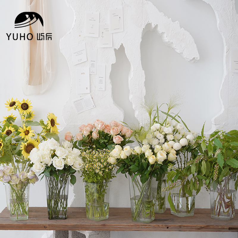 After the island, acrylic transparent flower bucket square plastic flower bucket flowers wake up flower bucket flower art florist supplies