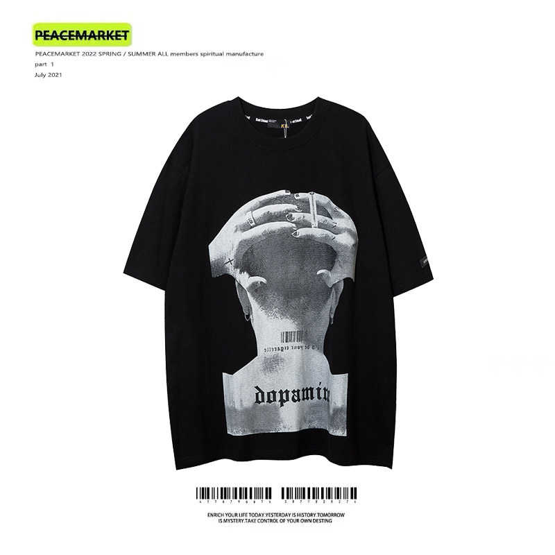 PEACEMARKET Abifeng top tide brand short-sleeved high street ins men's and women's T-shirt hip-hop mourning street clothes