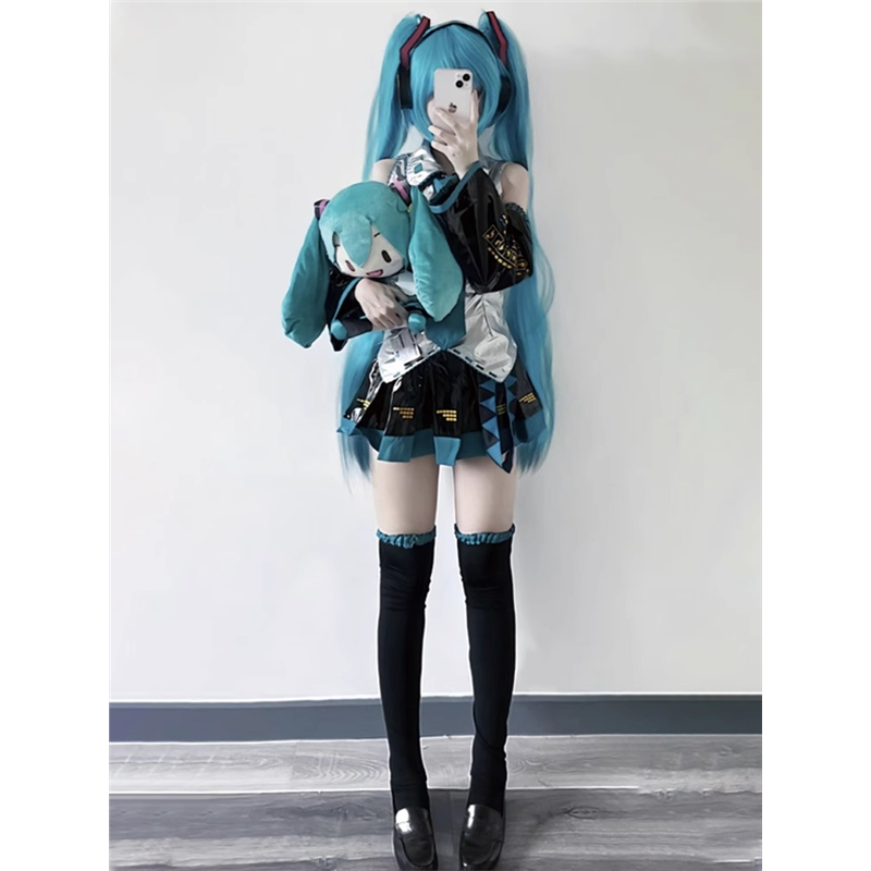 Косплей-костюм MIKU Formula Suit, лаковая юбка в стиле JK, наушники (парик опция)