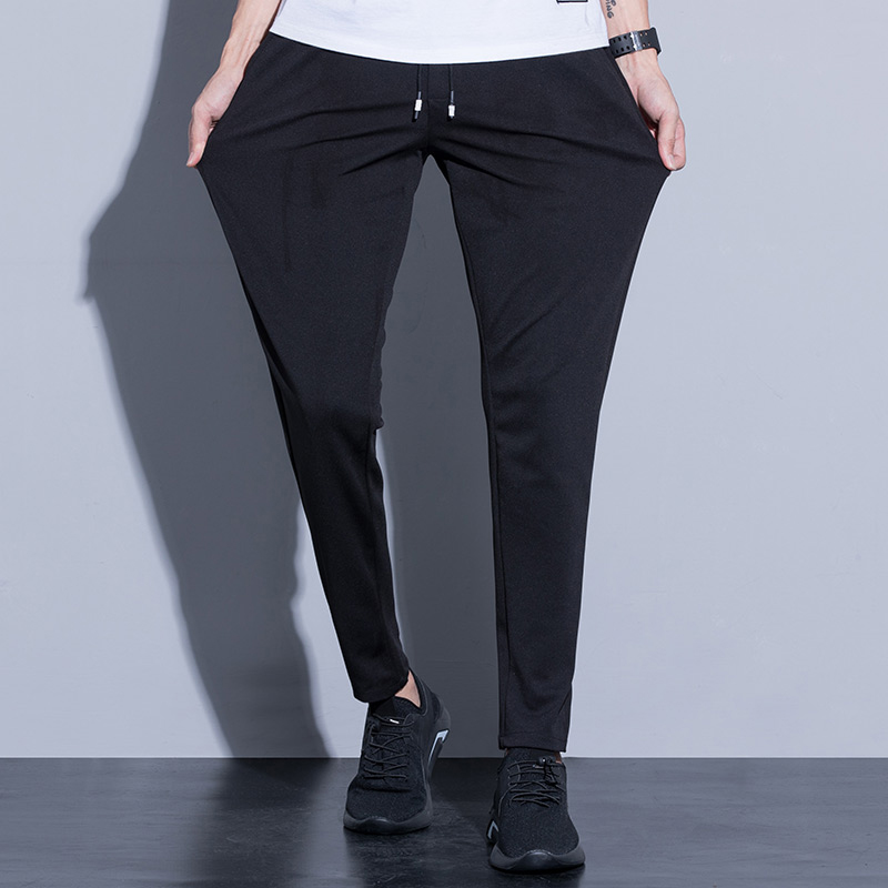 Yaloo Yalu 2021 autumn new stretch slim casual pants men's black narrow tube tights fashion Joker TK