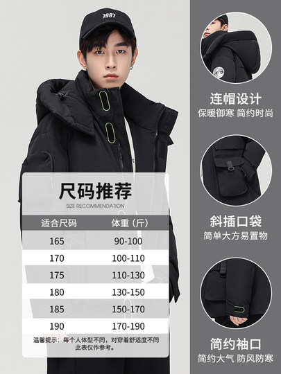 Yalu Down Jacket Men's Winter Thickened 2025 New Fashion Cool Functional Workwear Black Hooded Warm Jacket