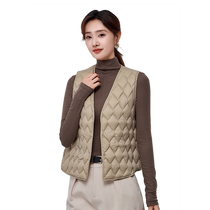 Yalu short thin down vest for women 2024 autumn and winter new fashion coat with V-neck duck down jacket for women