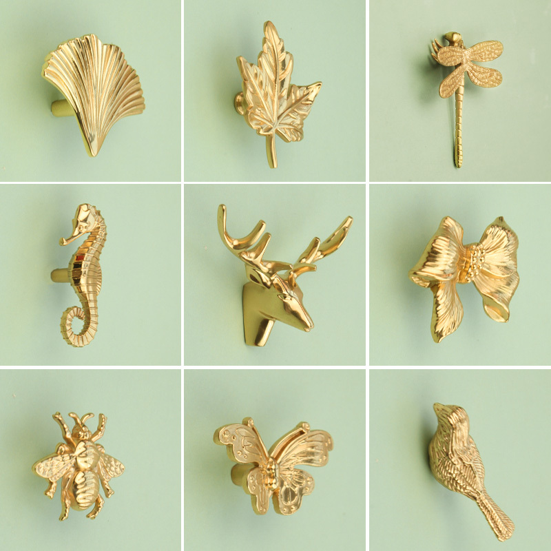 Aosison Series Light Luxury Brass Punch-Free Animal and Plant Series Single Hook Creative Hooks Aosison Series Light Luxury Brass Punch-Free Animal and Plant Series Single Hook Creative Hooks