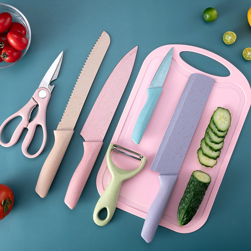 Veteran bi entry strongly recommends colored stainless steel personalized knife handle set home kitchen non-stick knives