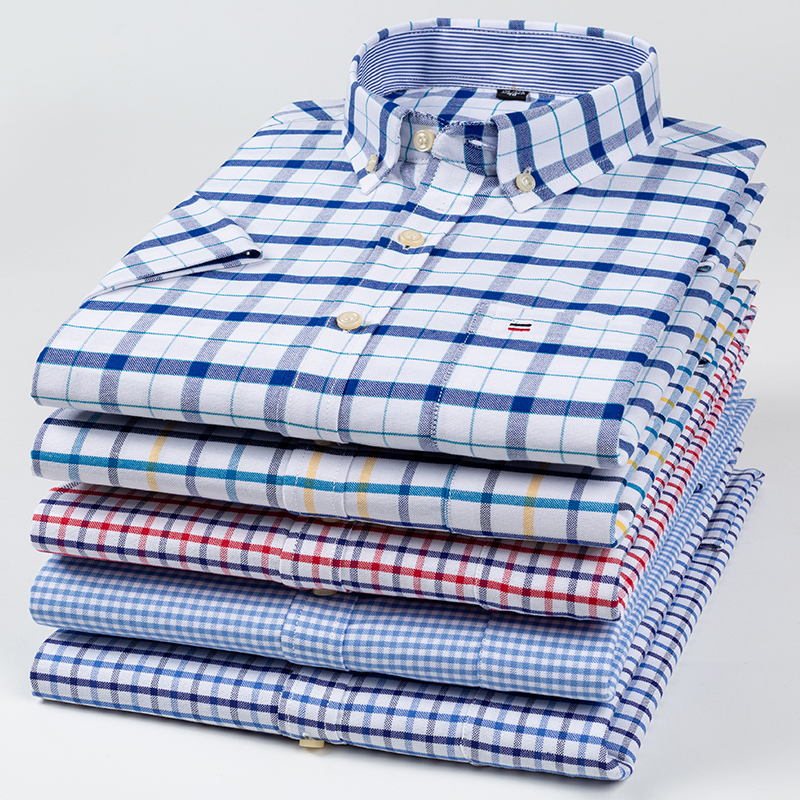 Paul's Summer Thin Pure Cotton Short-Sleeved Shirt for Men, Middle-Aged Casual Plaid Plus-Size All-Cotton Dad Shirt Paul's Summer Thin Pure Cotton Short-Sleeved Shirt for Men, Middle-Aged Casual Plaid Plus-Size All-Cotton Dad Shirt