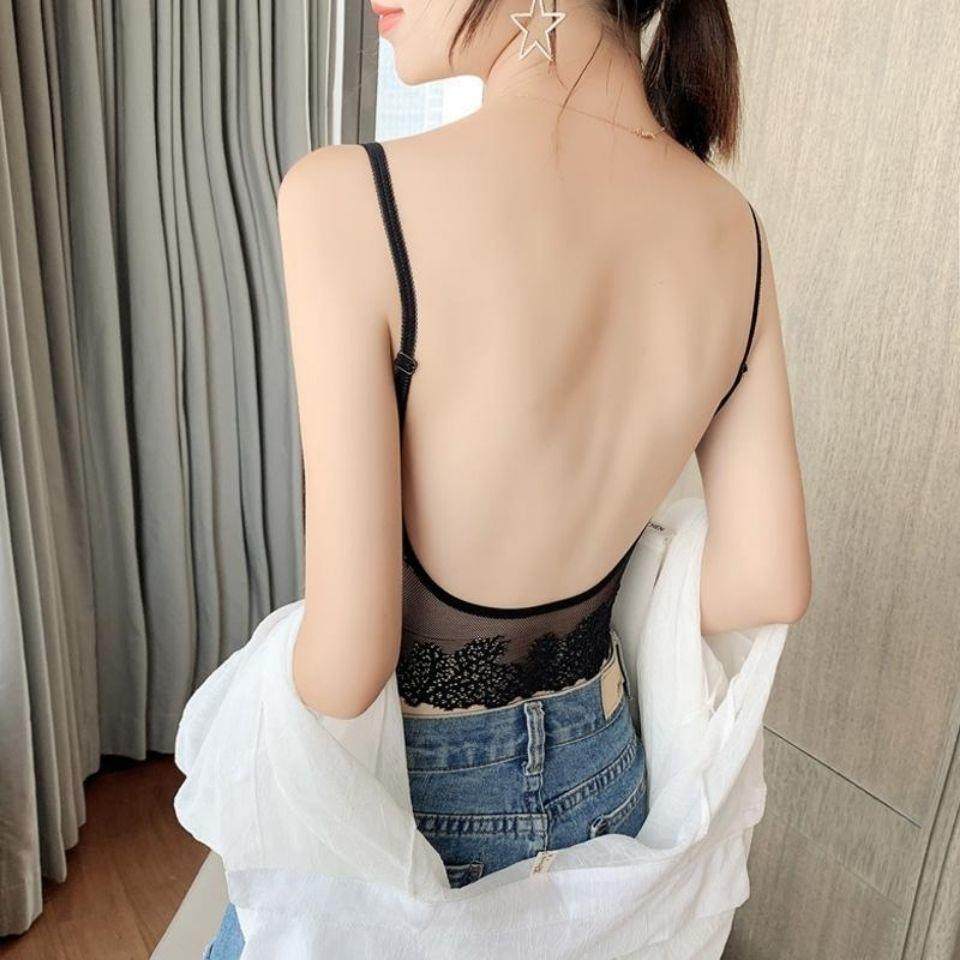 Lace Lingerie Schoolgirl Korean version No steel ring U shaped back bra obliterted breast wrap with a hitch vest to the bottom