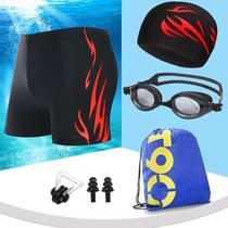 Mens adult flat corner swimming pants swimming goggles swimming cap spa suit mens fashion flat corner big code gattening swimsuit