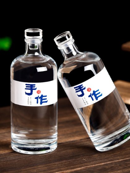 간단한 밀봉 된 1 파운드 병 와인 병 빈 병 포장 풀 세트의 맞춤형 고급 유리 빈 와인 병 500ml 화이트 와인 병