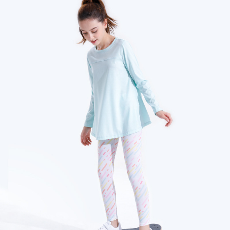 Children's quick-drying T-shirt girls cotton breathable sweat-absorbing collar loose ice silk spring and autumn thin baby long sleeves