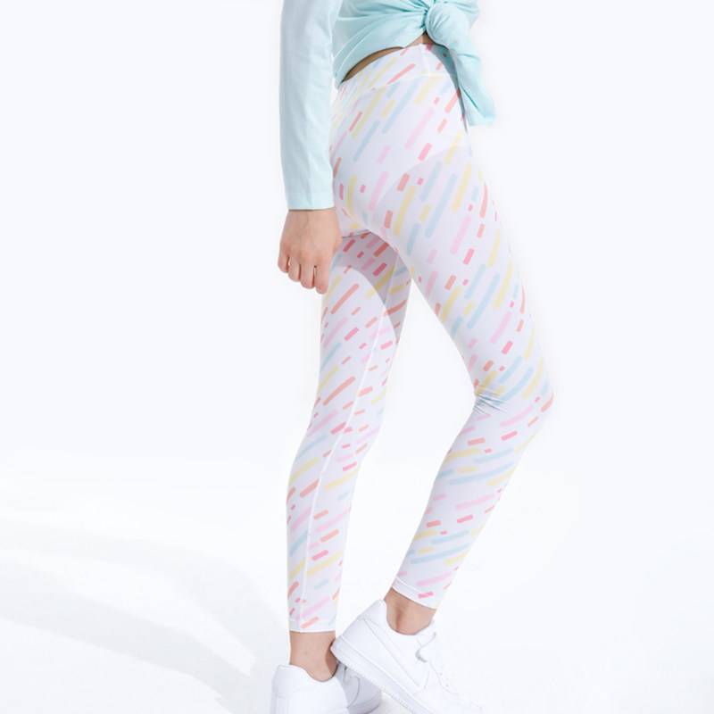 Girl Clothing Toddler Yoga Pants Summer Light Thin Speed Dry Sports Pants Children Long Pants Large Child Sunscreen Ice Silk Print Flowers