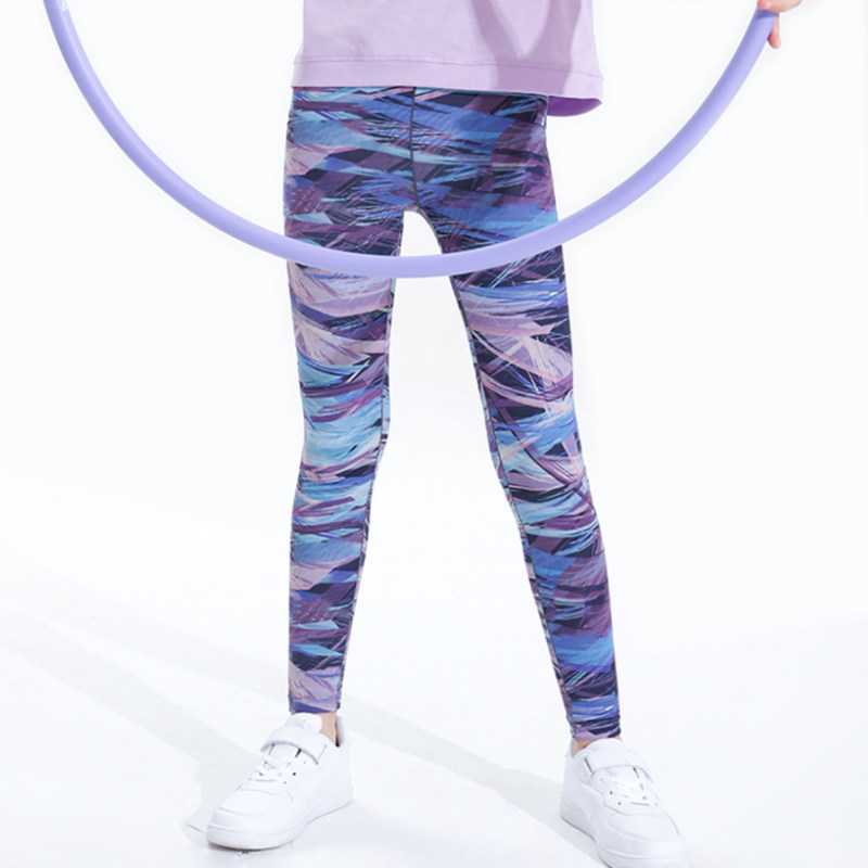 Girls' yoga pants fleece abrasive children's fast-drying pants big children's sports padded pants elastic ankle-length pants tennis