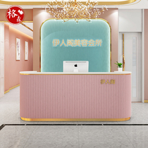 Cashiers Clothing Shop Small Macaron Color Light Extravagant Beauty Salon Company Bar Desk Arc Front Desk Reception Desk Customised