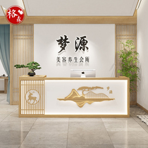 New Chinese retro-table Restaurant Hotel Tea House Solid Wood Cashiers Desk Wellness Hall Front Desk Reception Desk Counter Customised