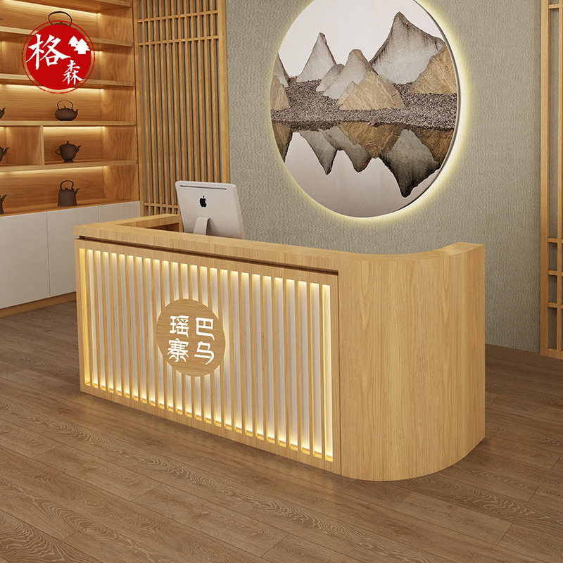 New Chinese-style bar corner dining room hotel health foot bath front desk reception shop arc cashier counter customization