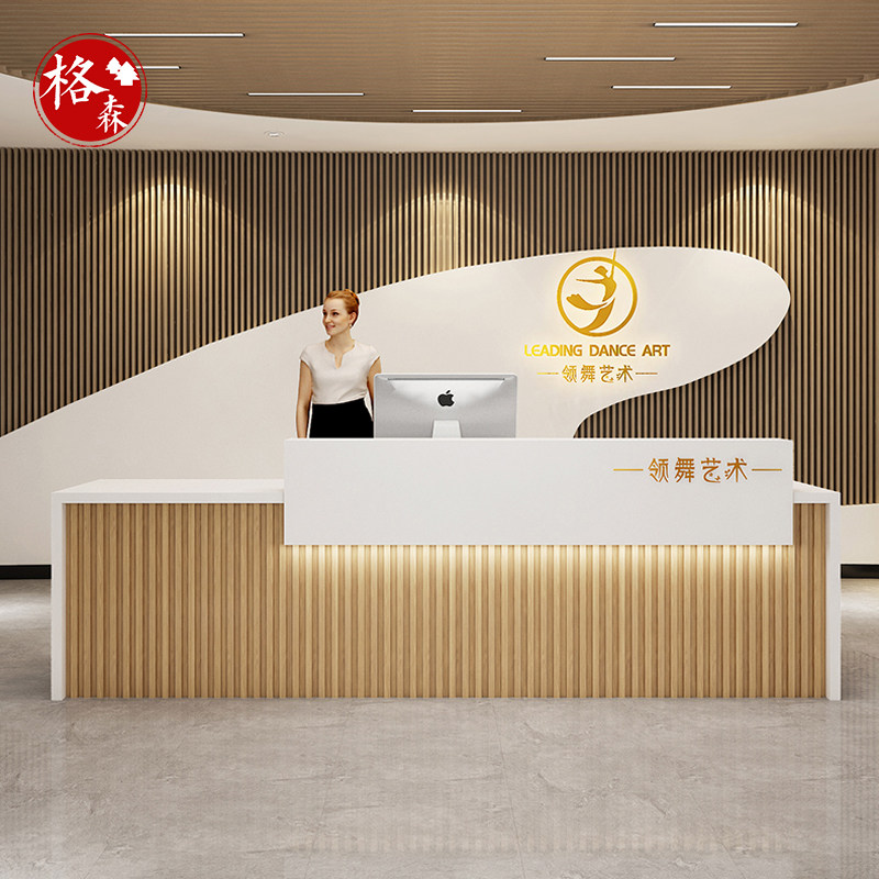 Simple modern light luxury salon bar shop hairdresser commercial marble company reception counter