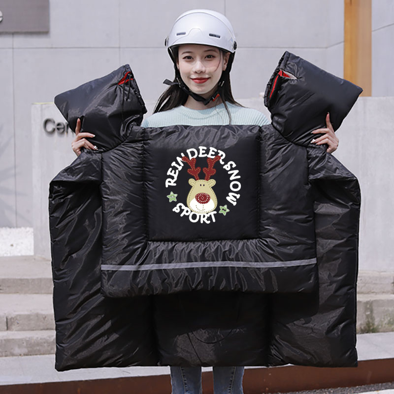 Electric motorcycle windshield is winter plus velvet thickened autumn and winter battery tram cold and windproof cover double-sided waterproof