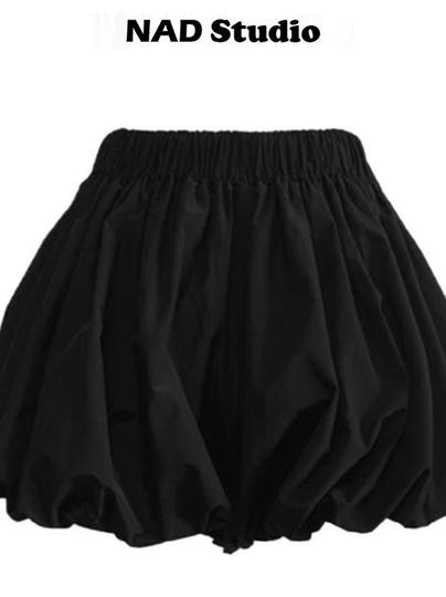Girls' Cloud Bud Skirt Pants, Women's Summer High-Waisted Slimming Pumpkin Puffy Pants, A-Line Casual Bubble Lantern Shorts