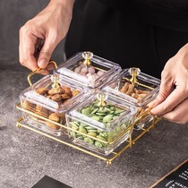 Nordic Light Lavish Glass Divided Snack Pan Fruit Nut Dried Fruits Candy Refreshments Snack Parquet Home Clubhouse