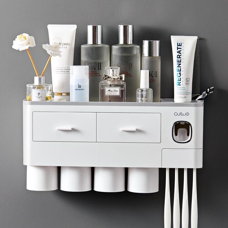 Toothbrush shelve brushing cup gargling hanging wall-style dressing room free of punch wall-hanging mesh red containing layer holder dental cylinder suit